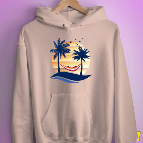 Lesbian Pride Hammock Summer Beach Sunset Hoodie - Light Pink